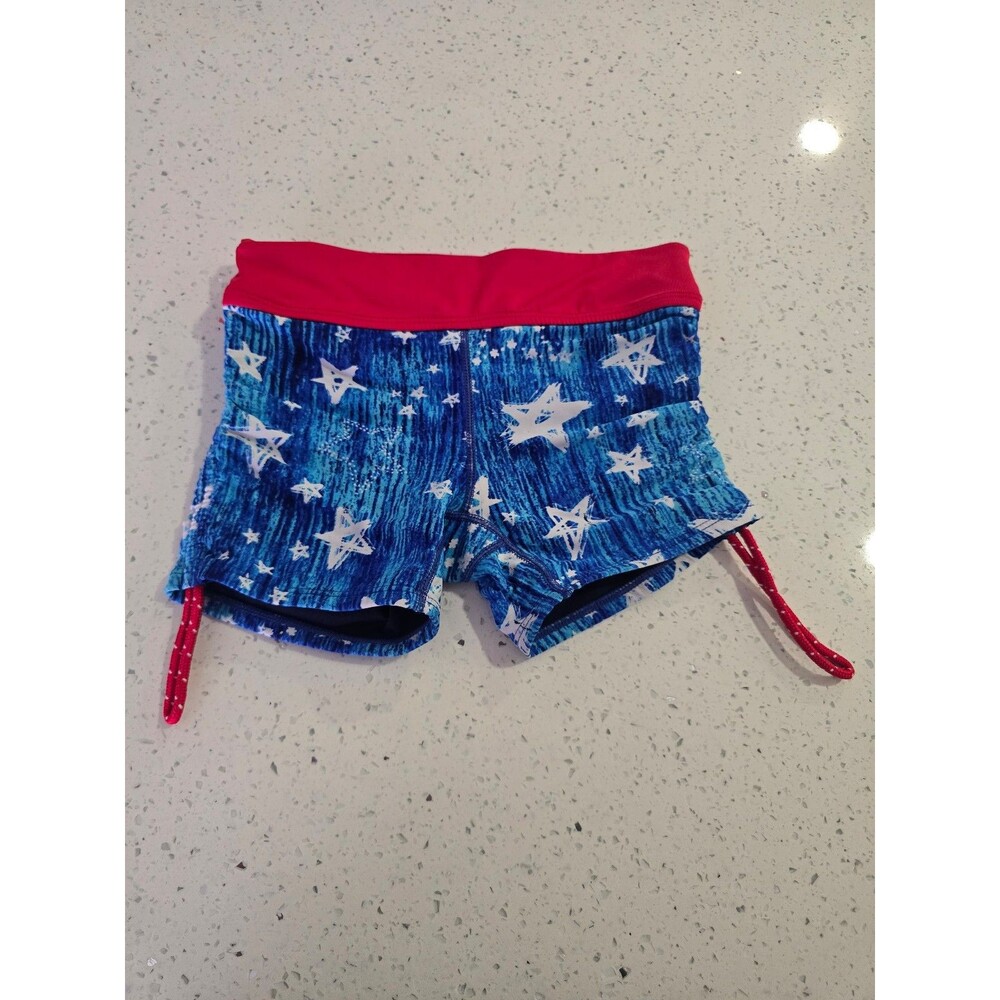 TYR Girls Swim Shorts Size 7/8 Blue Star Print Athletic Swim Bottoms